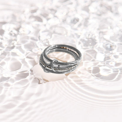Stacked Linked Crystal Band Ring - EVRYJEWELS