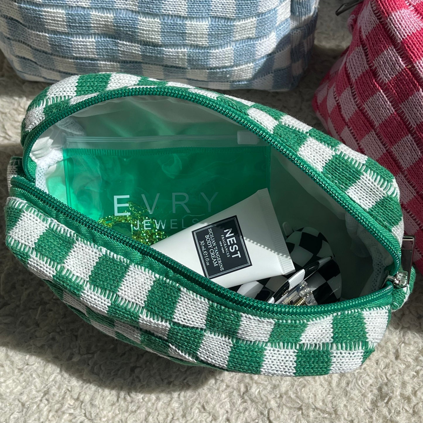 Checkered Toiletry Bag - EVRYJEWELS