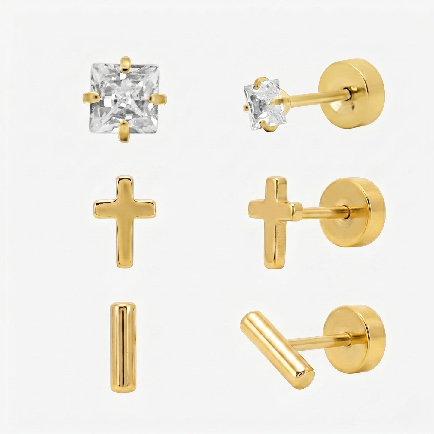 Simply Yours Flat Back Earrings 3 Piece Set - EVRYJEWELS