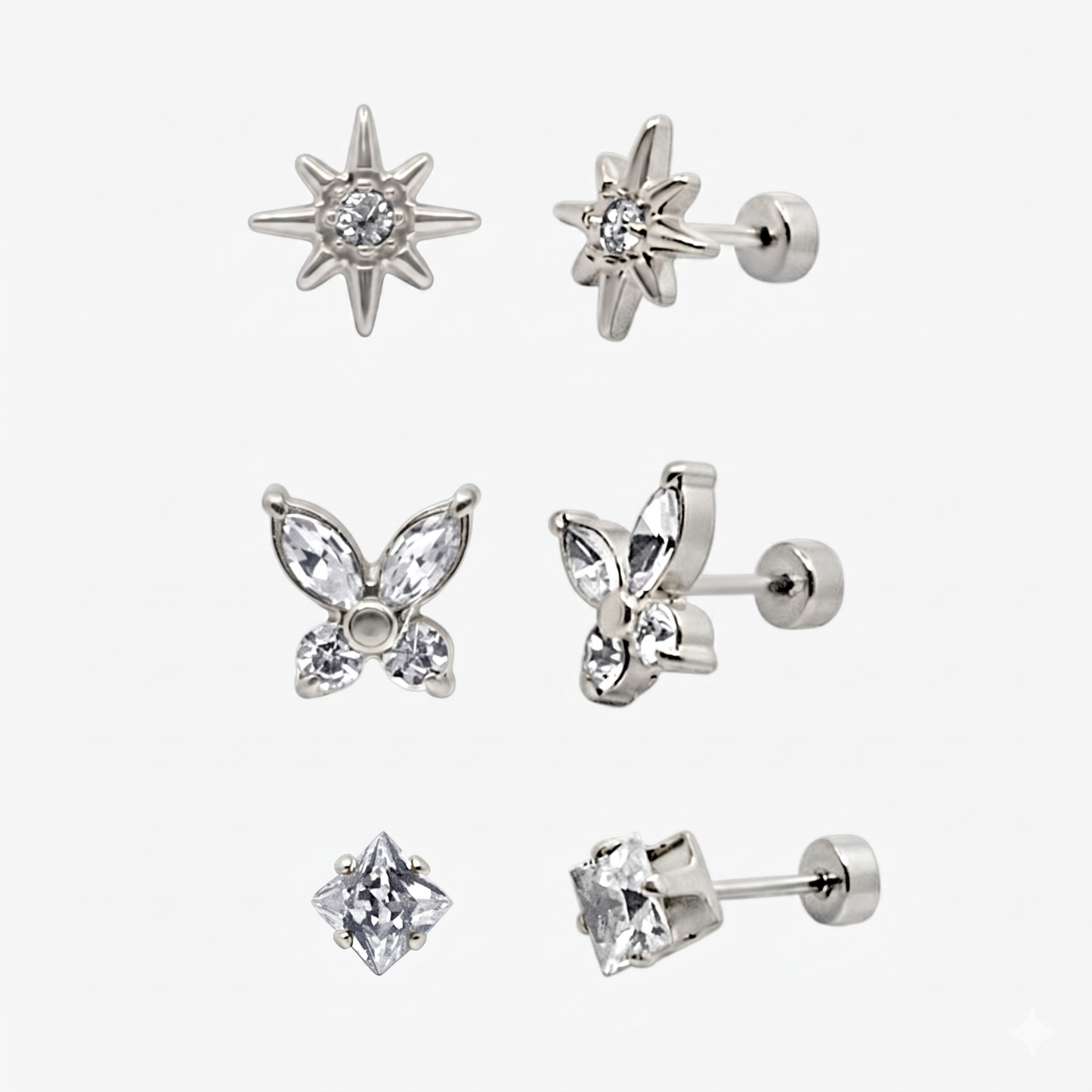 Eternal Twinkle 3 Pack Flat Back Earrings Set - EVRYJEWELS